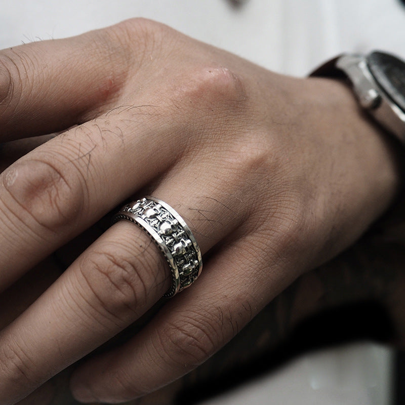 Wholesale S925 silver vintage skull ring